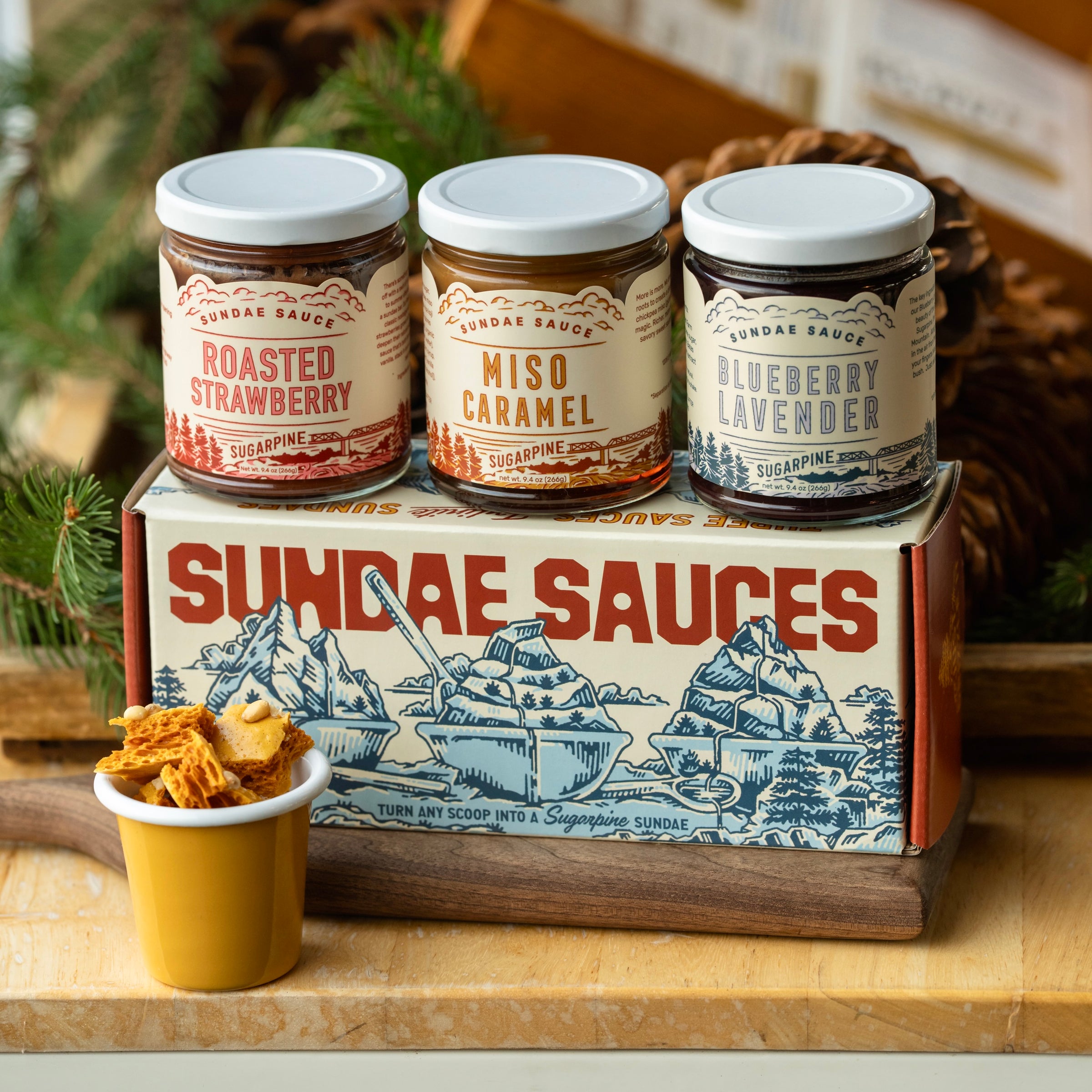 Sugarpine Sundae Sauce Trio- Honey Hot Fudge, Miso Caramel
